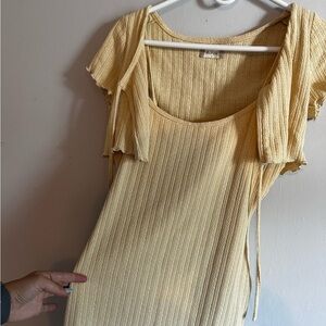 Altar’d State Yellow Mini Dress with Cardigan size M